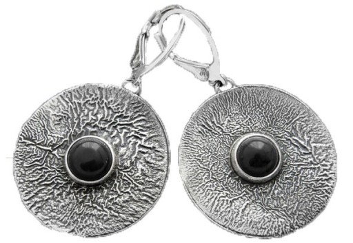 Zdjęcie oferty: Stylowe wiszące okrągłe kolczyki młotkowane srebro