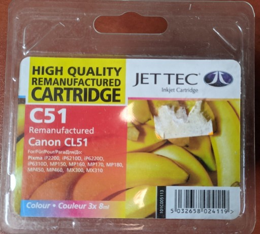 Zdjęcie oferty: Tusz do Canon CL-51 Jet Tec XL 24ml, nowy