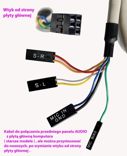Zdjęcie oferty: Kabel do płyty głównej łącz. słuchawki i mikrofon 