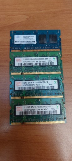 Zdjęcie oferty: Pamięci RAM do laptopów SODIMM DDR2 po 512mb każda