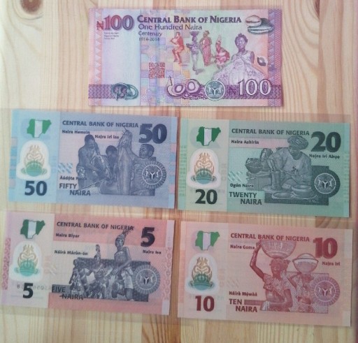 Zdjęcie oferty: Banknoty-Nigeria, zestaw x 5 stan UNC. Polimer. 