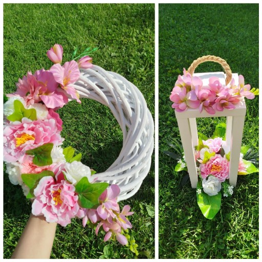 Zdjęcie oferty: Kompozycja nagrobna zestaw nagrobny na cmentarz w lampionie wieniec stroik