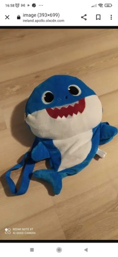 Zdjęcie oferty: Pluszowy plecaczek maskotka Baby Shark niebieski