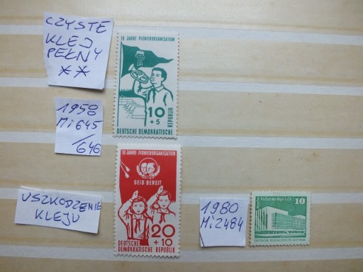 Zdjęcie oferty: 3szt. znaczki Mi645,Mi936 ** Niemcy 1958 DDR NRD