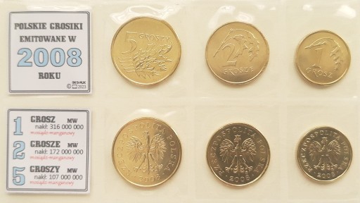 Zdjęcie oferty: #.1, 2, 5, groszy 2008 sześć monet menniczych* 