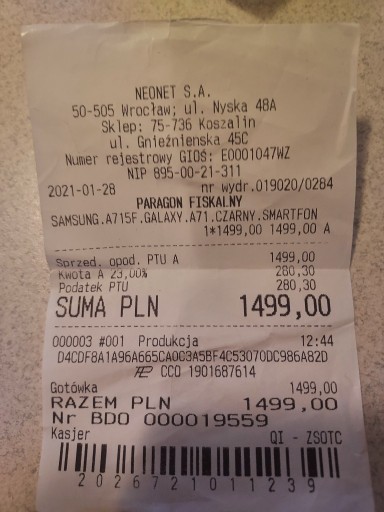 Zdjęcie oferty: Samsung A 71 smartfon