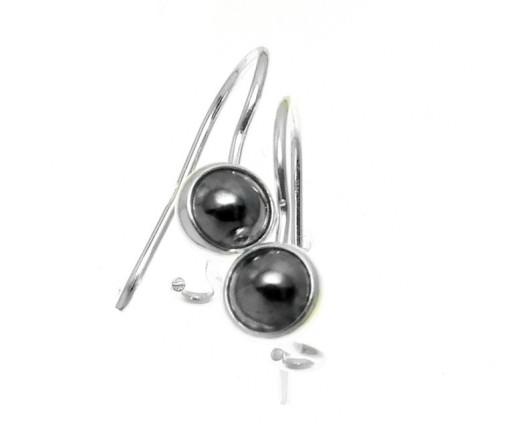 Zdjęcie oferty: Okrągłe srebrne stylowe kolczyki wiszące hematyt