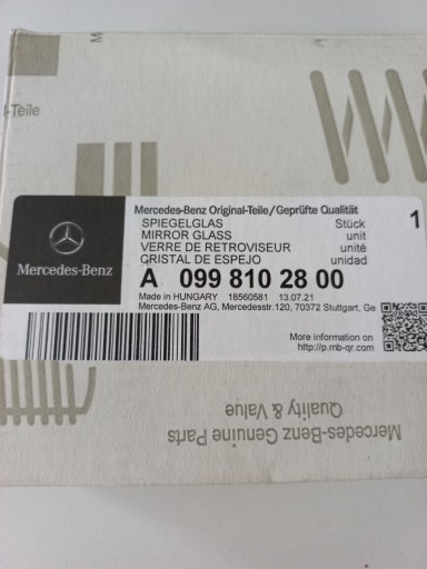 Zdjęcie oferty: Wkład lusterka Mercedes 