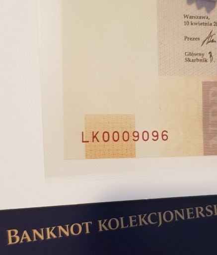 Zdjęcie oferty: 20zł banknot - LECH KACZYŃSKI - NISKI NUMER 