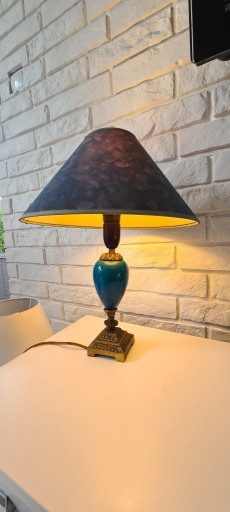 Zdjęcie oferty: Niebieska lampa stołowa mosiadz