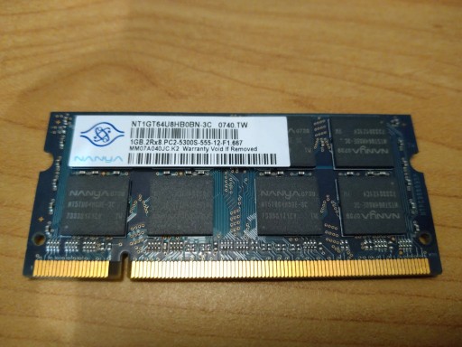 Zdjęcie oferty: Pamięć RAM laptop 1G DDR2 2Rx8 PC2-5300S-555-12-F1