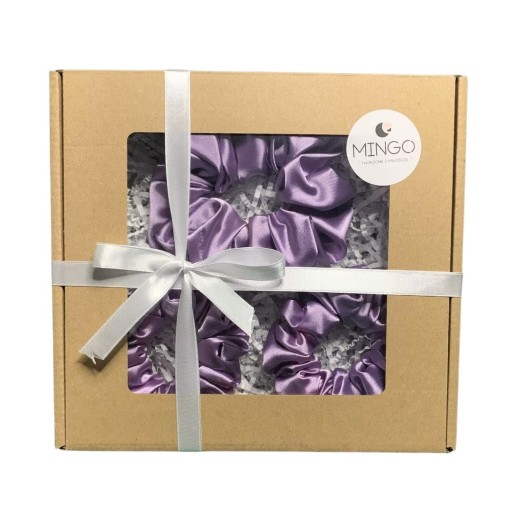 Zdjęcie oferty: Box prezentowy, 3 scrunchie - Jasny fiolet