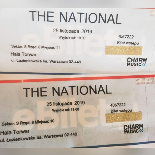 Zdjęcie oferty: Bilety The National koncert Torwar Warszawa