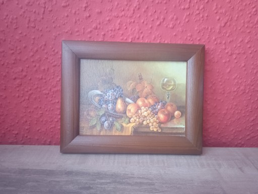 Zdjęcie oferty: obraz mały w ramie owoce i wino