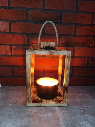 Zdjęcie oferty: Lampion latarnia drewno sznur jutowy