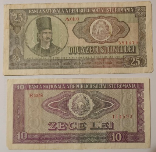 Zdjęcie oferty: Rumunia 25 lei 1966 i 10 lei 1966