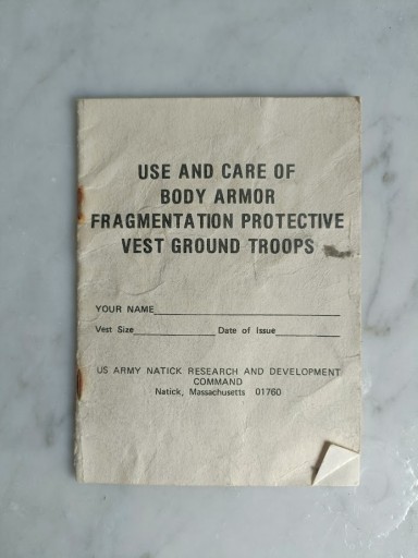 Zdjęcie oferty: Manual Use and Care of Body Armor US Army