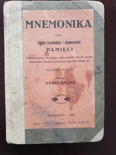 Zdjęcie oferty: MNEMONIKA - PAWEŁ KALINA  1939 R.