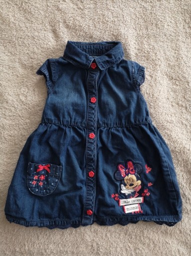 Zdjęcie oferty: Sukienka szmizjerka jeansowa myszka Minnie 62 - 68 jak nowa