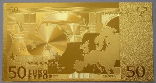 Zdjęcie oferty: 50 EURO -  BANKNOT PAMIĄTKOWY , FANTAZYJNY, ZŁOTY