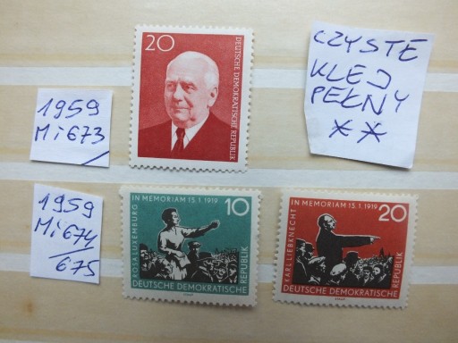 Zdjęcie oferty: 3szt. znaczki Mi673,Mi674 ** Niemcy 1959 DDR NRD