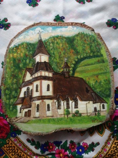 Zdjęcie oferty: Obraz Góralski ręcznie malowany kościół