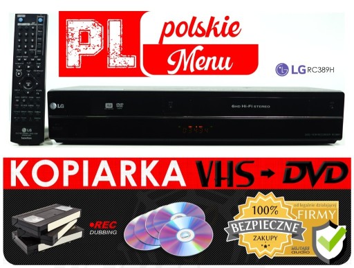 Zdjęcie oferty: Kopiarka VHS na DVD Przegrywarka LG HDMI menu PL