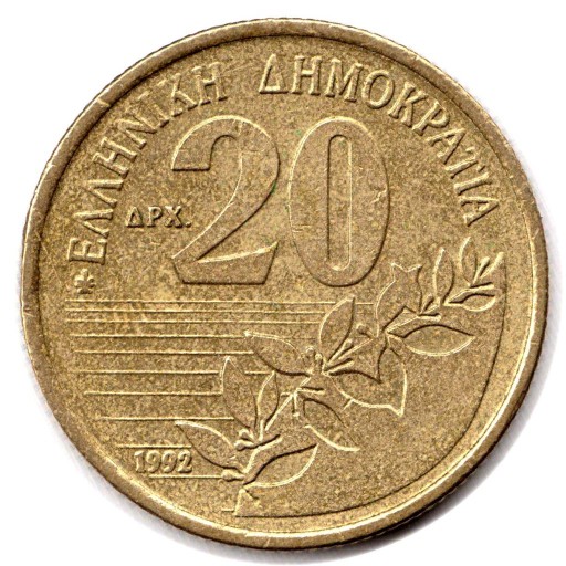 Zdjęcie oferty: Grecja, 20 drachm 1992, KM#154, XF