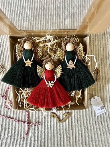 Zdjęcie oferty: Aniołki na choinkę handmade ozdobą świąteczną rękodzieło box prezentowy