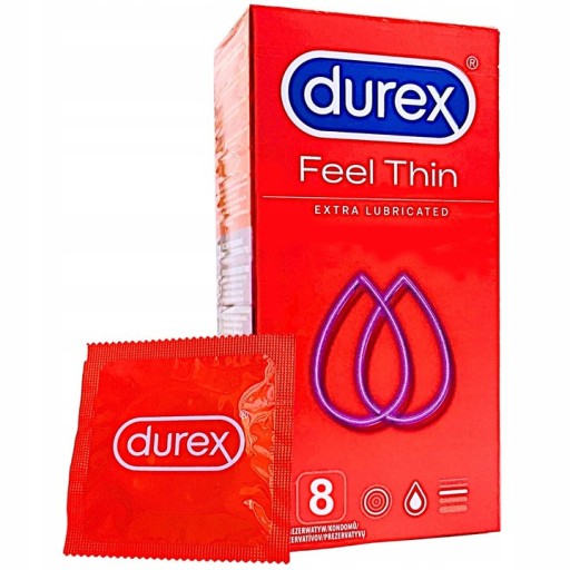 Zdjęcie oferty: Durex Feel Thin prezerwartywy 8 szt - podniszone opakowanie