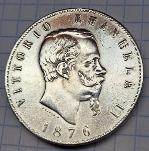 Zdjęcie oferty: 1876 Włochy srebrnych 5 lirów