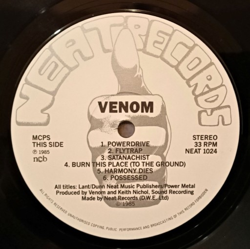 Zdjęcie oferty: Venom - Possessed – 1985 - Neat Records  EX