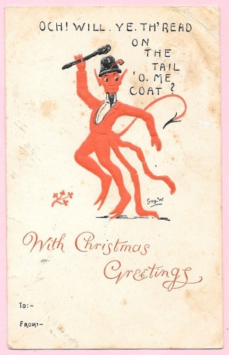 Zdjęcie oferty: Christmas - pocztówka z diabłem - obieg 1906 