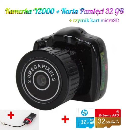Zdjęcie oferty: Mini Kamera Y2000 2.0 Mpix+ Karta 32Gb + Czytnik 