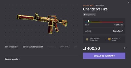 Zdjęcie oferty: M4A1-S StatTrak  Płomień Chantico/skiny cs go