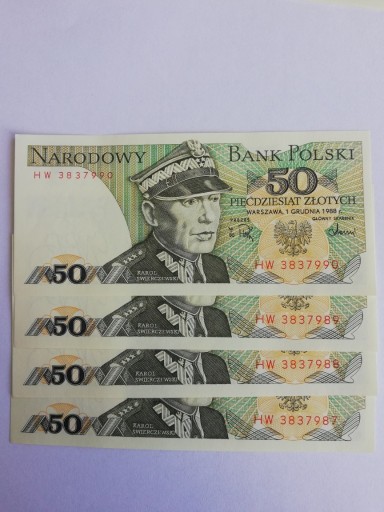 Zdjęcie oferty: 50 zł Świerczewski seria HW - 1988 - UNC z paczki