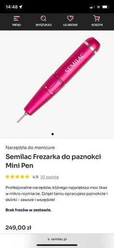 Zdjęcie oferty: Semilac Frezarka do paznokci Mini Pen + 2 frezy