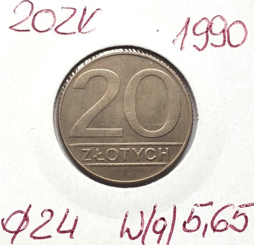 Zdjęcie oferty: 20 złotych 1990 STAN !!