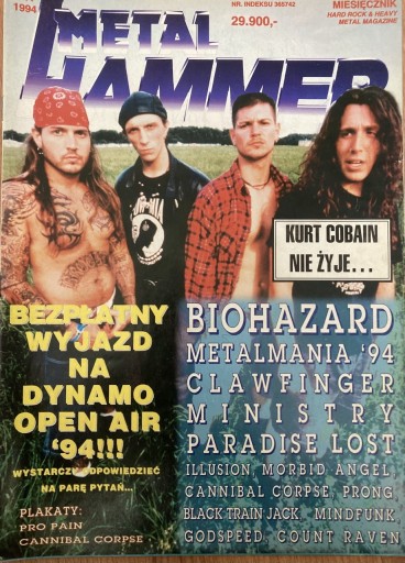 Zdjęcie oferty: Metal Hammer 1994 - Nirvana / Biohazard