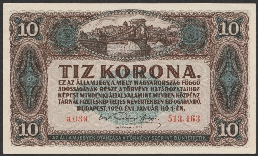 Zdjęcie oferty: Węgry 10 koron 1920 - stan bankowy - UNC -