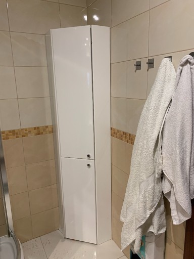 Zdjęcie oferty: Szafka łazienkowa narożna biała połysk 185x40 cm 