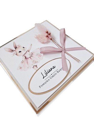 Zdjęcie oferty: Kartka w pudełku Urodziny Chrzest Chrzciny Komunia boho róż różowa kwiaty 