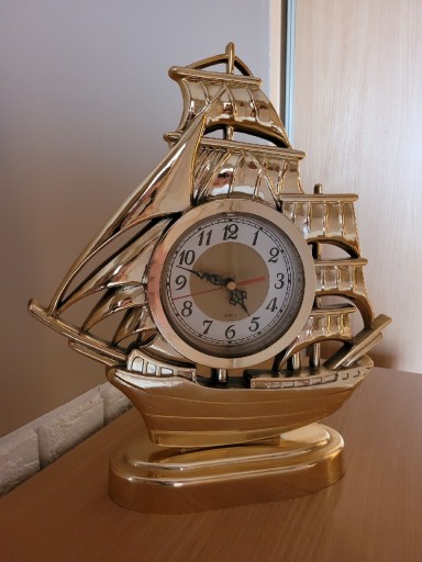Zdjęcie oferty: Zegar stojący statek złoty