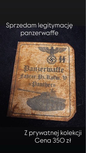 Zdjęcie oferty: Legitymacja panzerwaffe Ss