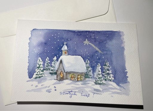 Zdjęcie oferty: Kartka świąteczna ręcznie malowana