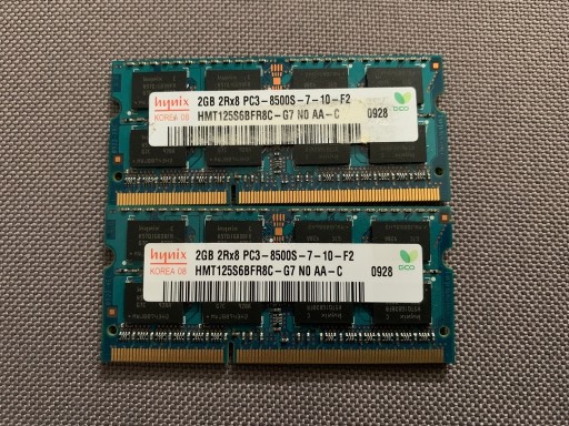 Zdjęcie oferty: Pamięć RAM 4GB (2x2) DDR3 1066MHz 1,5V