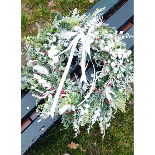 Zdjęcie oferty: Świąteczny zielono srebrny wianek 45 cm