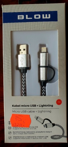 Zdjęcie oferty: Kabel micro USB + Lightning 