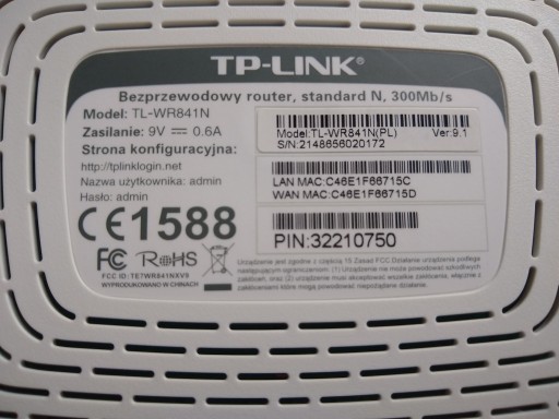 Zdjęcie oferty: Router TP LINK  TL-WR841N z zasilaczem i płytą 