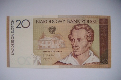 Zdjęcie oferty: POLSKA Banknot 20 zł Juliusz Słowacki 2009 r. UNC